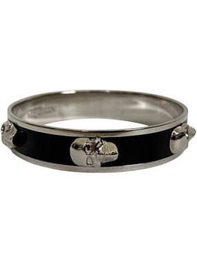Alexander McQueen Black and Silver Skull Accent Bangle